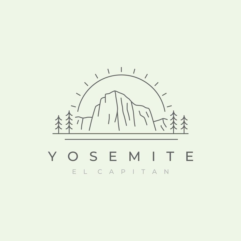 Yosemite nazionale parco linea arte logo, EL capitano vettore illustrazione design