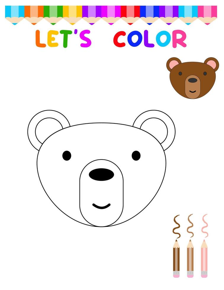 lascia colore carino animali.colorazione libro per giovane bambini. formazione scolastica gioco per bambini. dipingere il orso. vettore