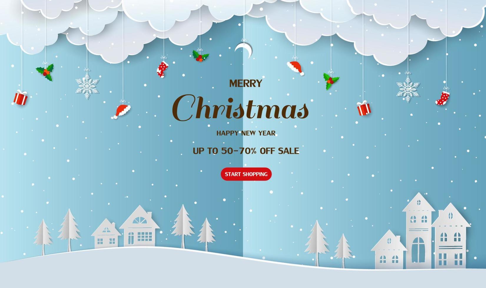 Natale vendita orizzontale sfondo per sconto promozione, poster, volantini, brochure, banner, sito web o carta vettore