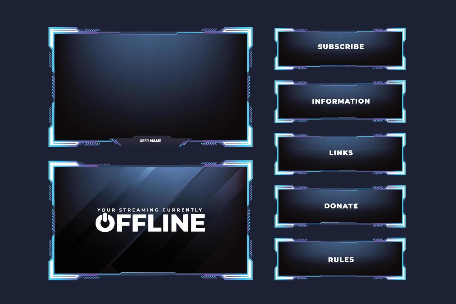 vivere streaming copertura per in linea giocatori. gioco telaio e streaming modello con blu colore. semplice streaming copertura e schermo interfaccia vettore su un' buio sfondo. moderno gioco telaio design.