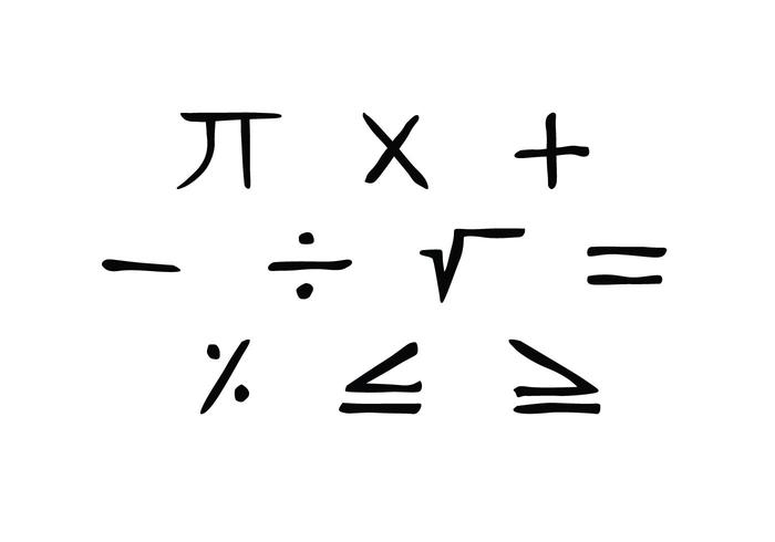 Vettori di simboli matematici disegnati a mano