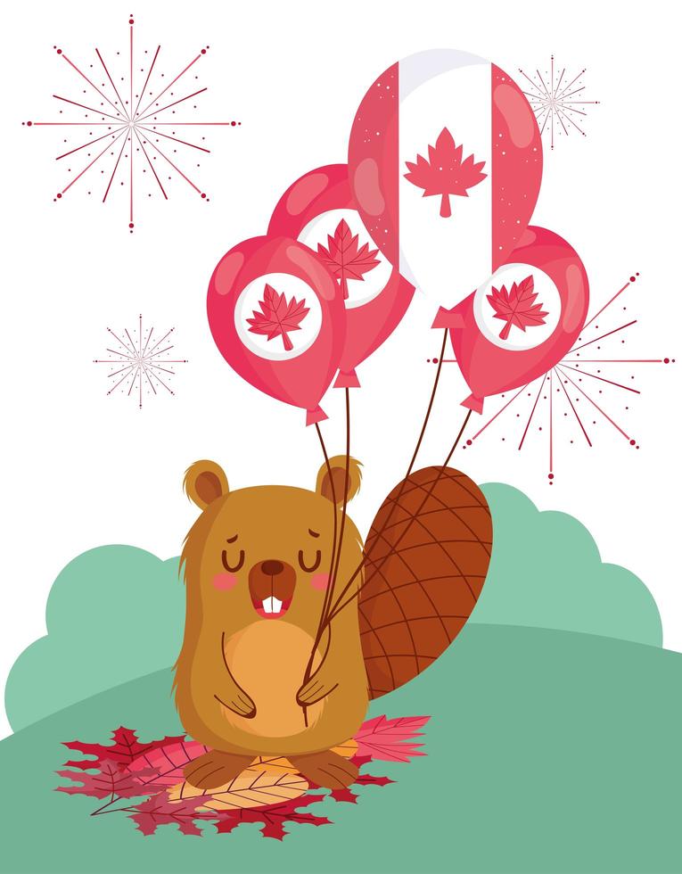 castoro canadese per la celebrazione del giorno del canada vettore