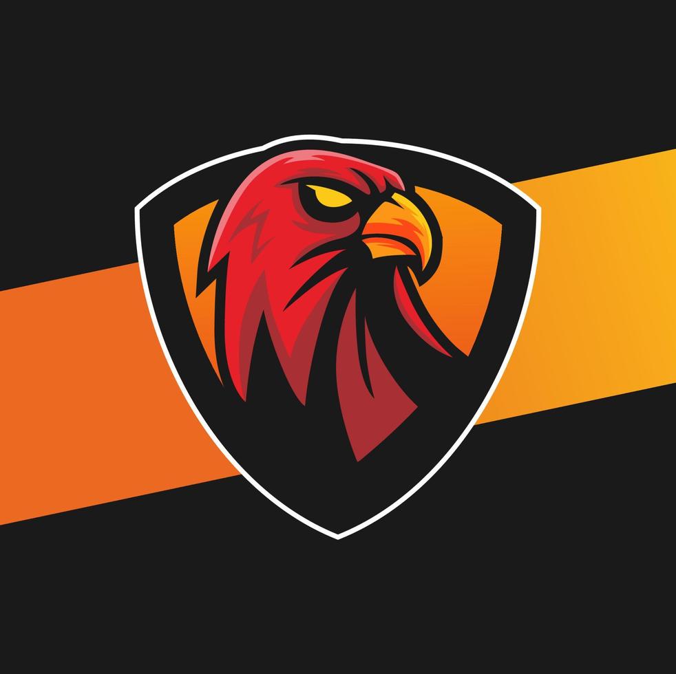 aquila falco testa portafortuna logo design con aggressivo occhio posa per sport cacciatore e gamer design vettore