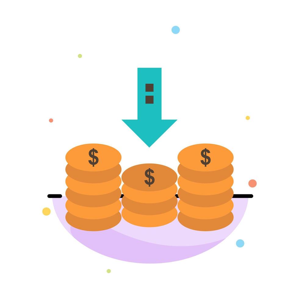 monete denaro contante i soldi giù freccia astratto piatto colore icona modello vettore
