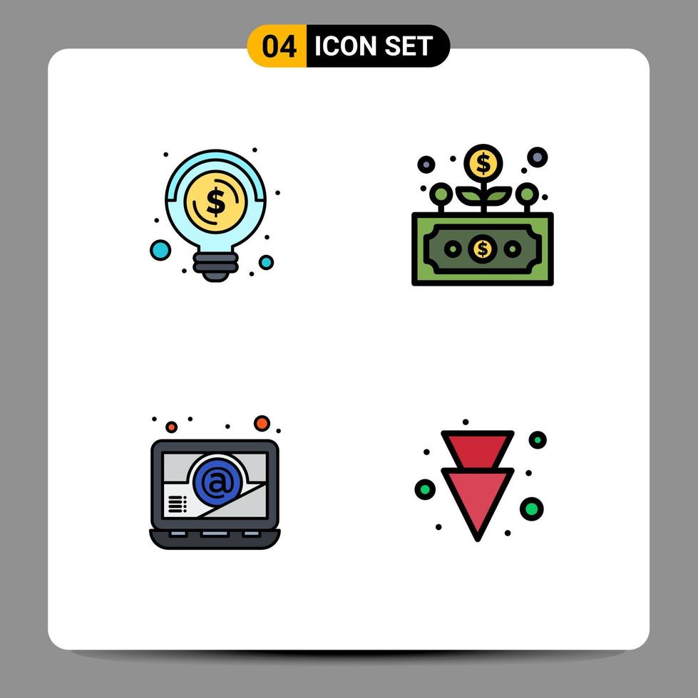 impostato di 4 moderno ui icone simboli segni per lampadina e-mail i soldi finanza freccia modificabile vettore design elementi