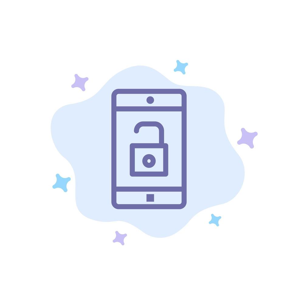applicazione mobile mobile applicazione sbloccare blu icona su astratto nube sfondo vettore