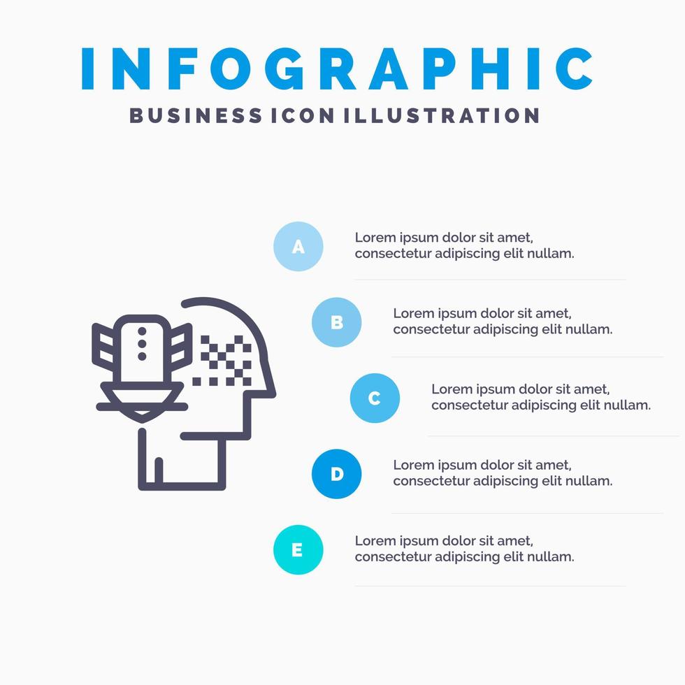 personale dati protezione personale protezione sicurezza linea icona con 5 passaggi presentazione infografica sfondo vettore