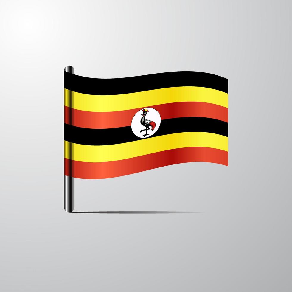 Uganda agitando brillante bandiera design vettore