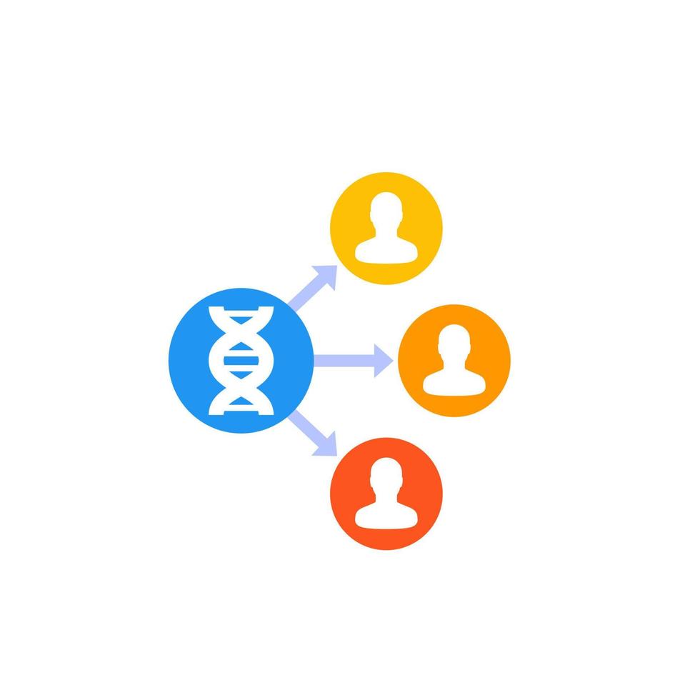 genetica icona con dna filo e persone vettore