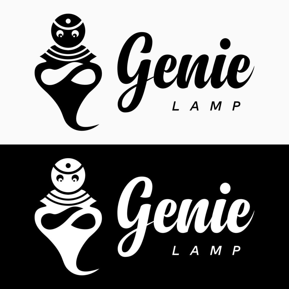 impostato silhouette fantasma genio personaggio cartone animato identità gioco attività commerciale logo design vettore