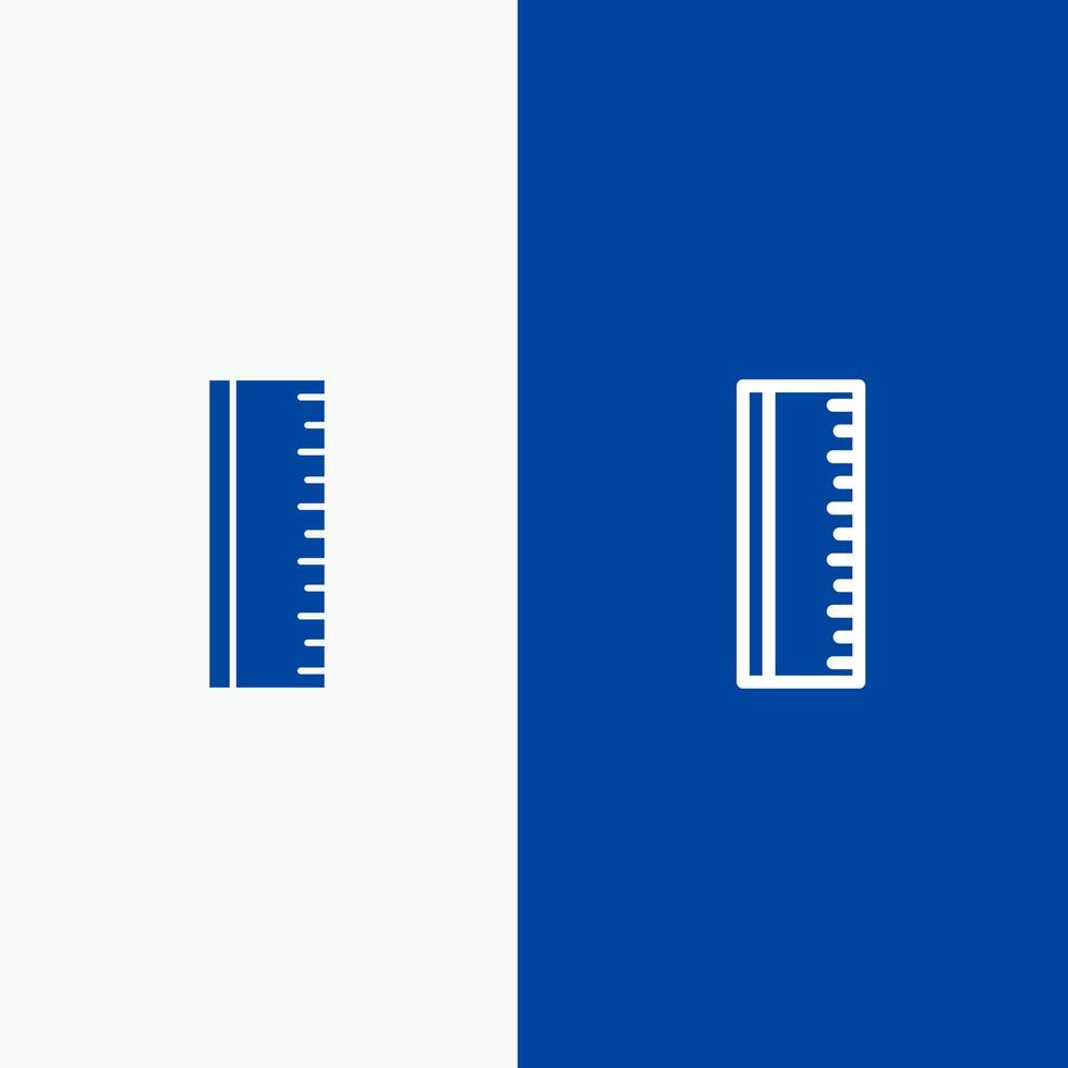 formazione scolastica righello scuola linea e glifo solido icona blu bandiera linea e glifo solido icona blu bandiera vettore