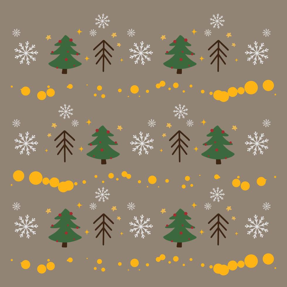 decorazioni per cartoline, boho modello, Natale albero con luci, fiocchi di neve, festivo umore vettore