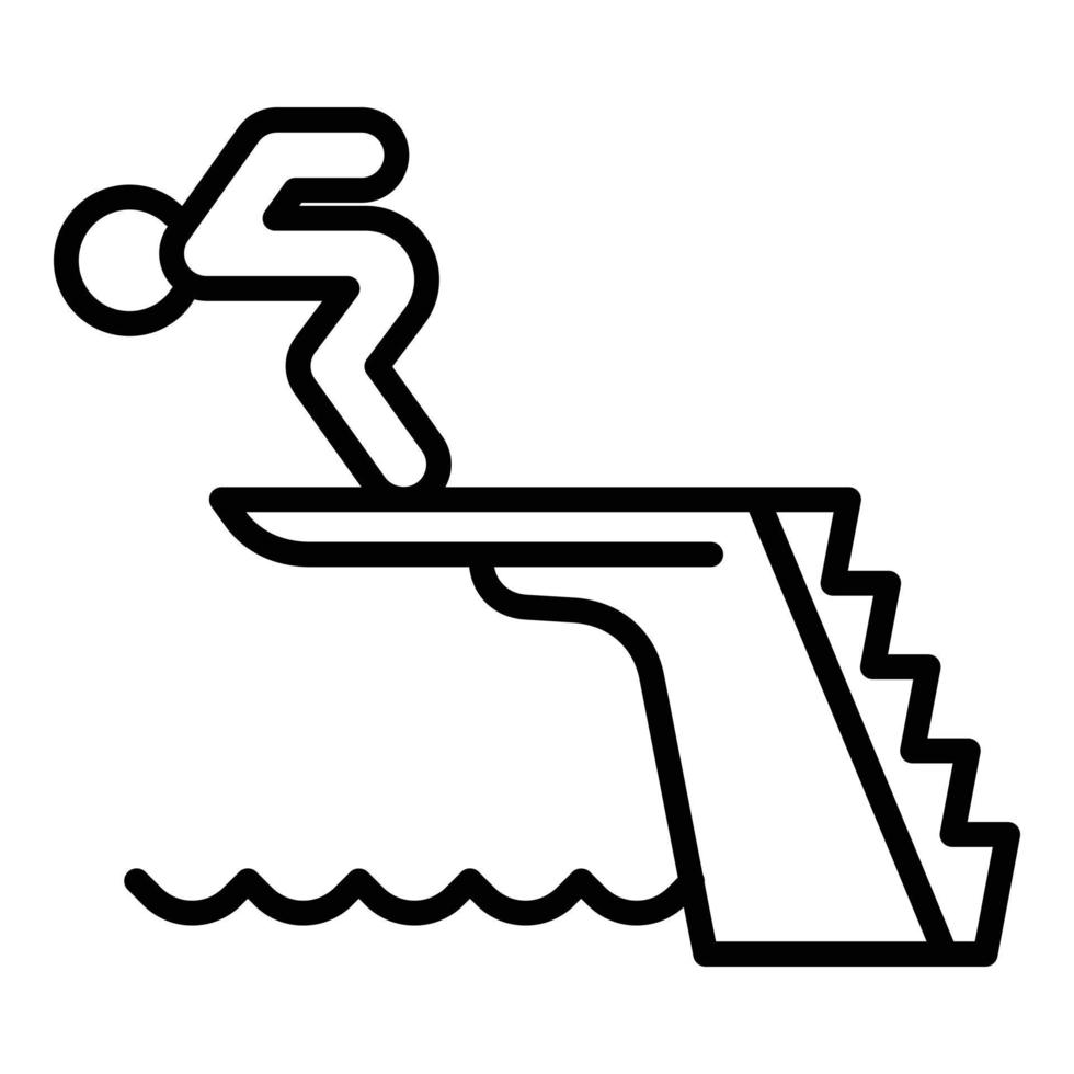 uomo saltare nel piscina icona, schema stile vettore