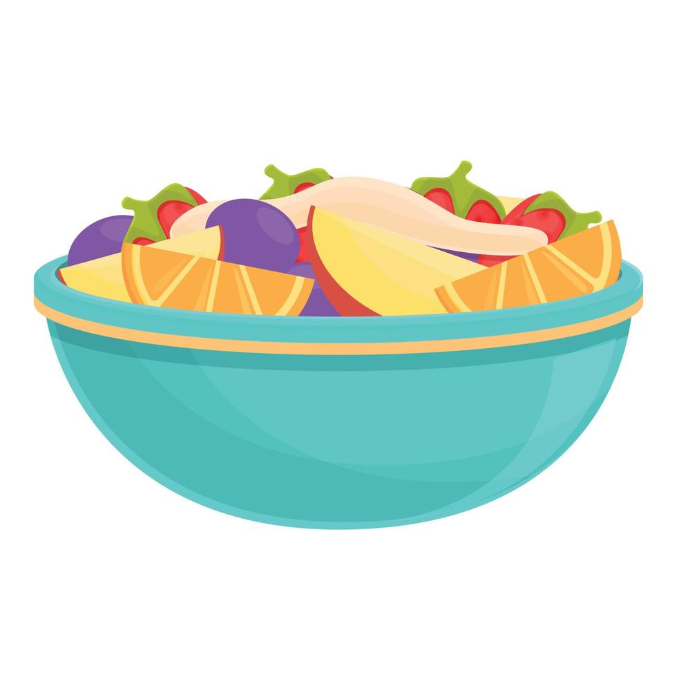 esotico frutta insalata icona, cartone animato stile vettore