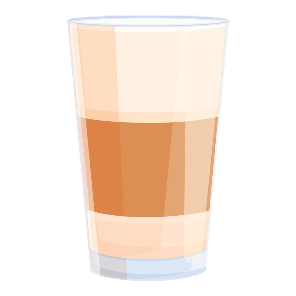 latte macchiato caldo bicchiere icona, cartone animato stile vettore