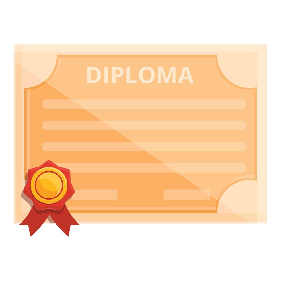 certificato diploma icona, cartone animato stile vettore