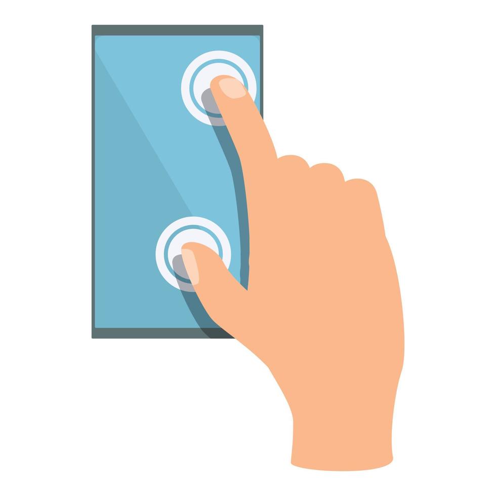 Due dito toccare smartphone icona cartone animato vettore. Telefono schermo vettore