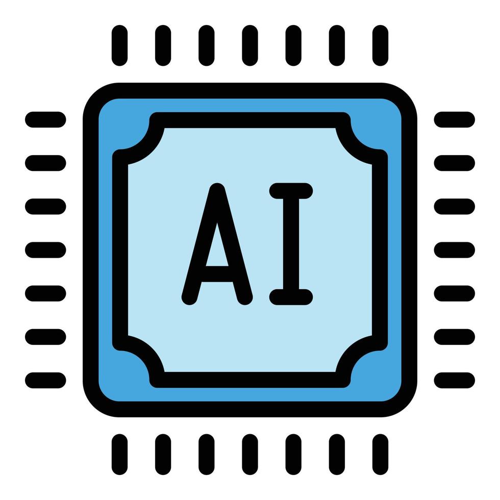 ai processore icona schema vettore. artificiale cervello vettore