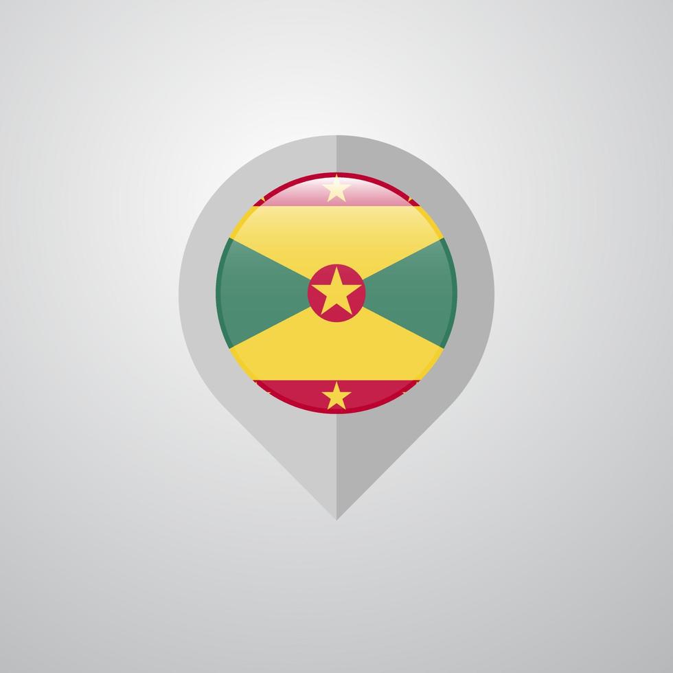 carta geografica navigazione pointer con grenada bandiera design vettore