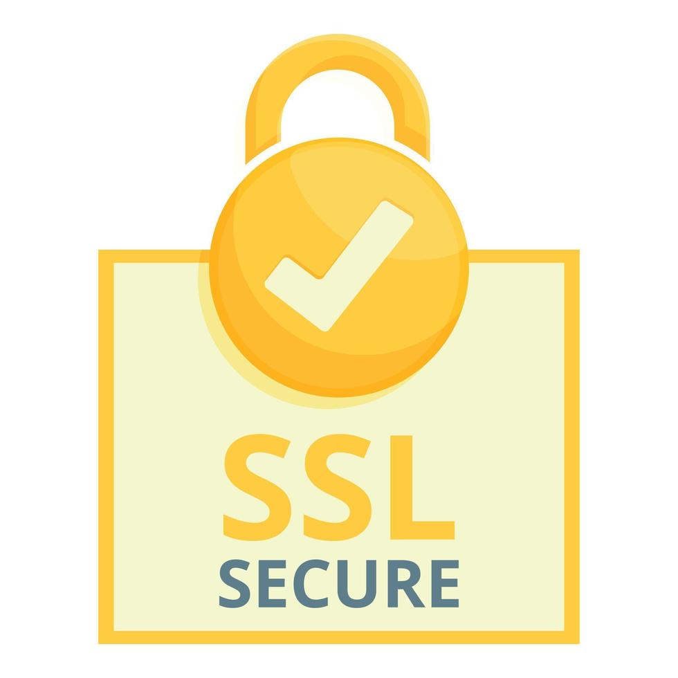 lucchetto sicuro ssl certificato icona, cartone animato stile vettore