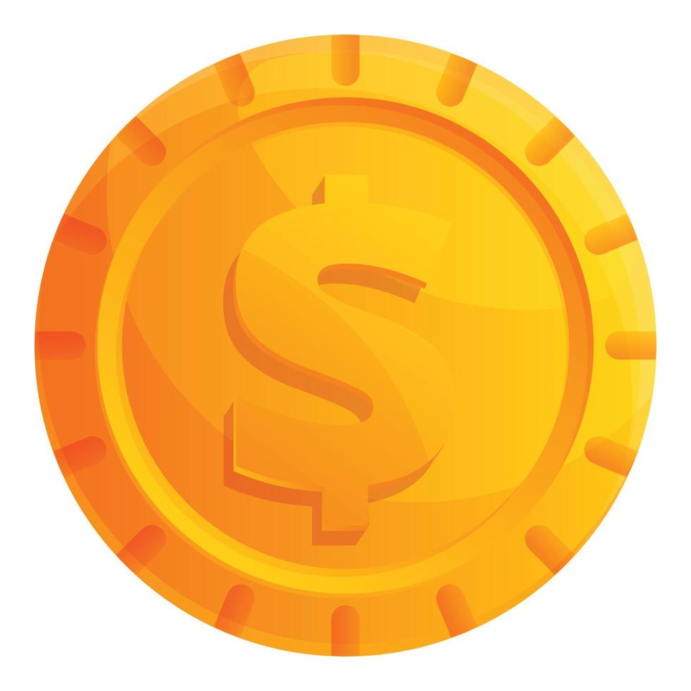 oro moneta interfaccia icona, cartone animato stile vettore