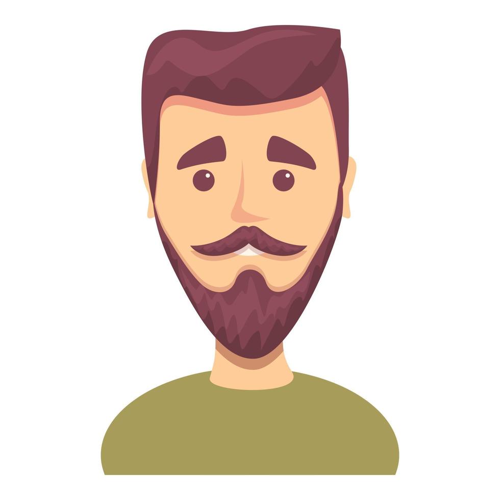 giovane uomo con barba icona, cartone animato stile vettore