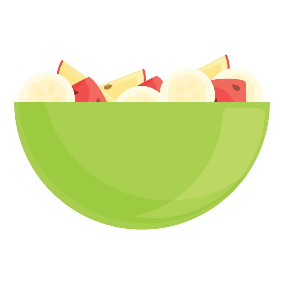 Mela frutta insalata icona, cartone animato stile vettore