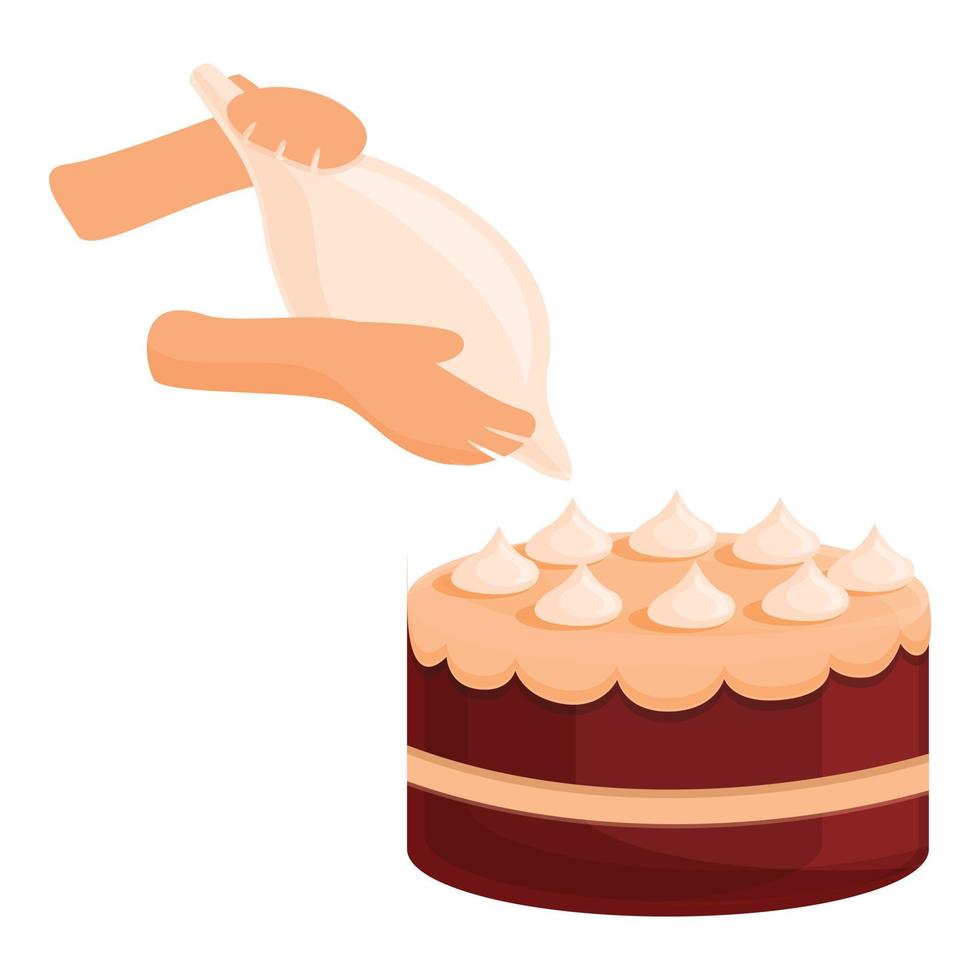 fabbricazione torta icona, cartone animato stile vettore