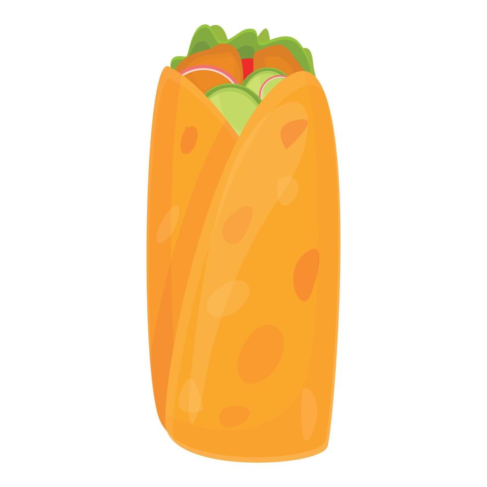Pita pane kebab icona, cartone animato stile vettore