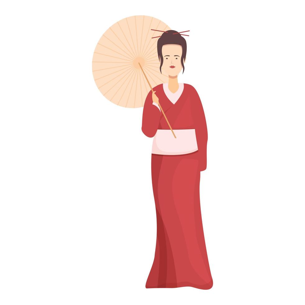 Giappone geisha icona cartone animato vettore. giapponese femmina vettore