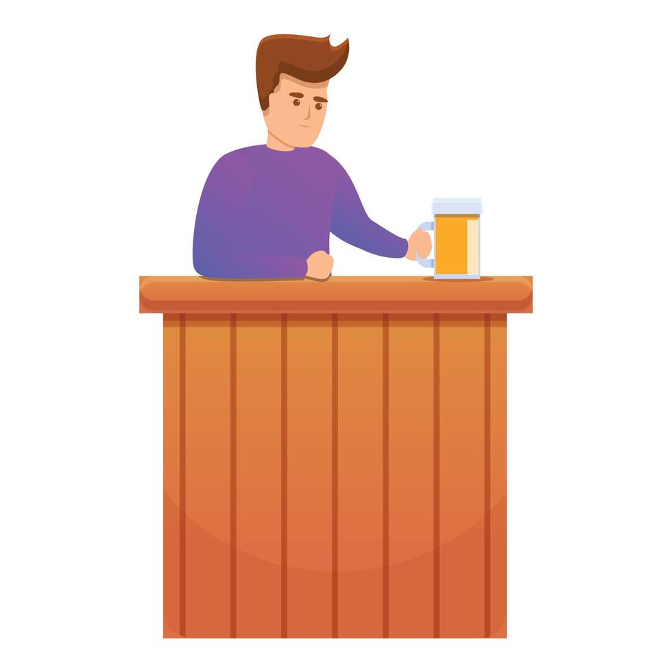 barman con birra boccale icona, cartone animato stile vettore