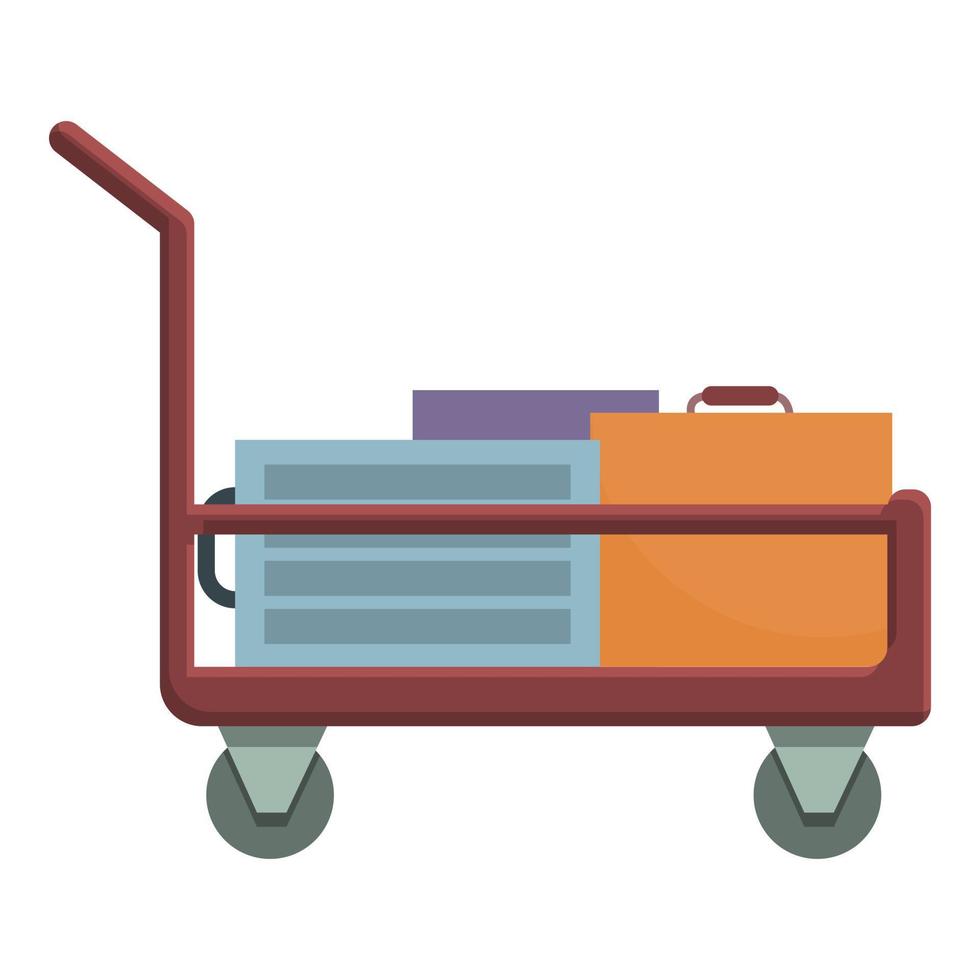 Hotel bagaglio carrello icona cartone animato vettore. viaggio valigia vettore