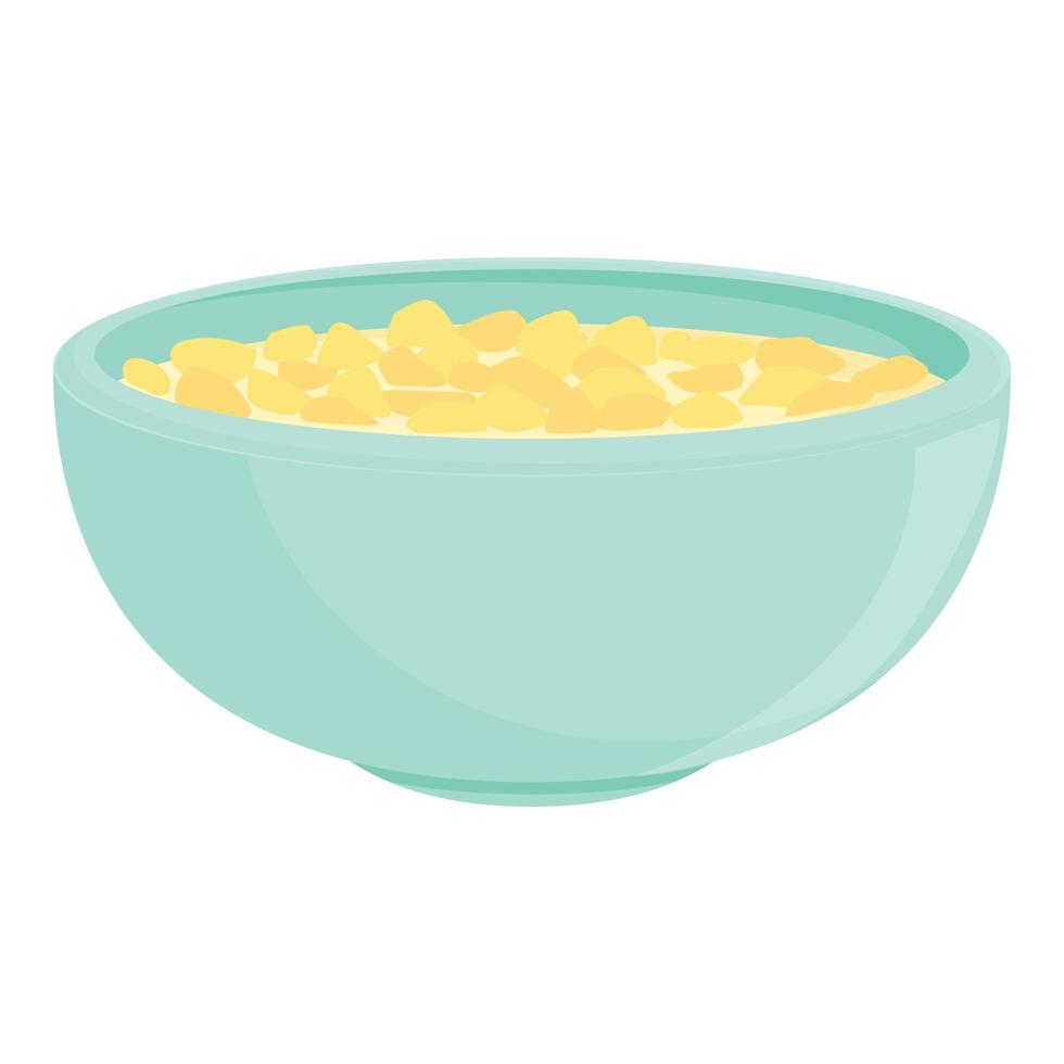 cereale prima colazione ciotola icona cartone animato vettore. latte Mais vettore