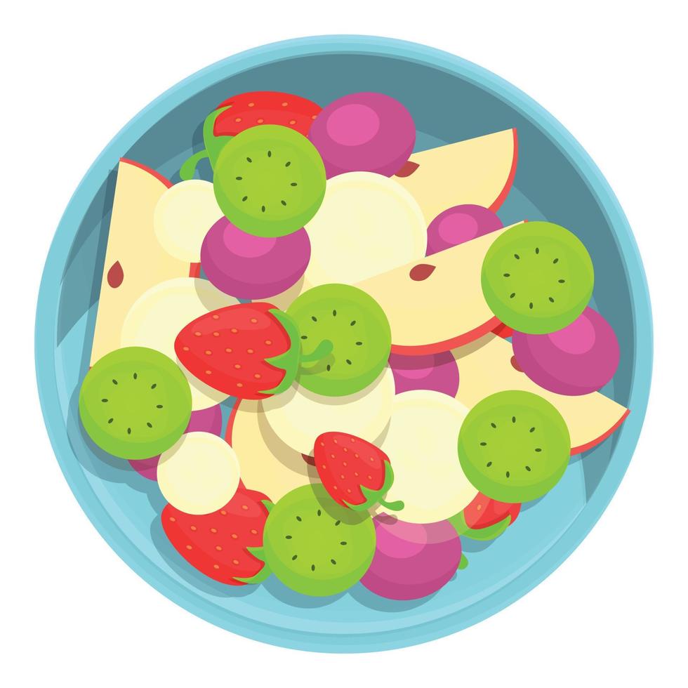 naturale frutta insalata icona, cartone animato stile vettore
