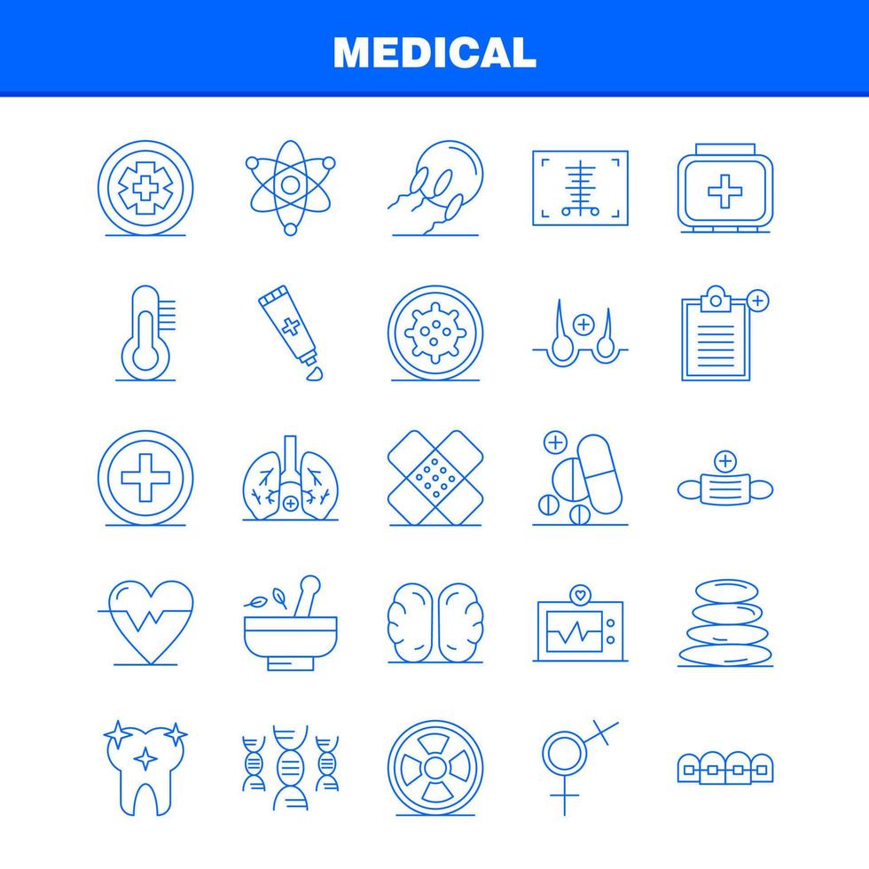 medico linea icone impostato per infografica mobile uxui kit e Stampa design includere ospedale medico scanner statistico pietra terme Salute maschera eps 10 vettore