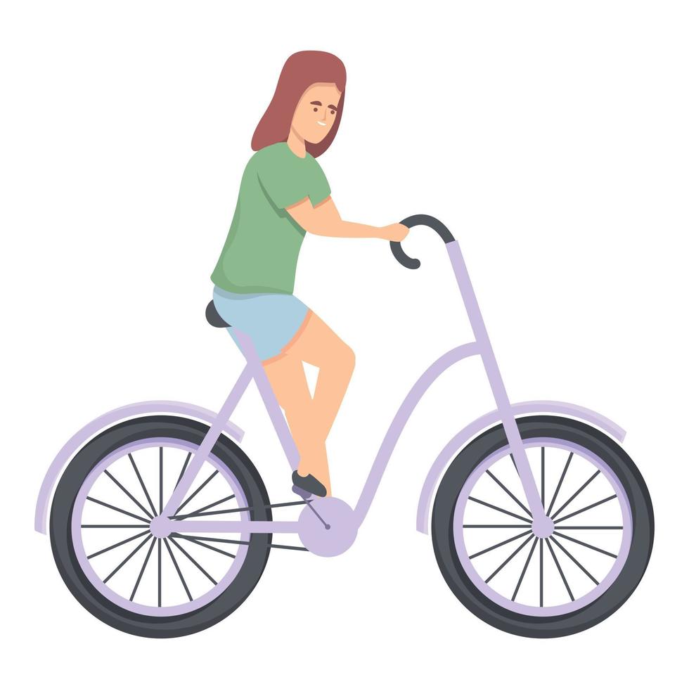 ragazza su bicicletta icona cartone animato vettore. attivo ragazzo vettore