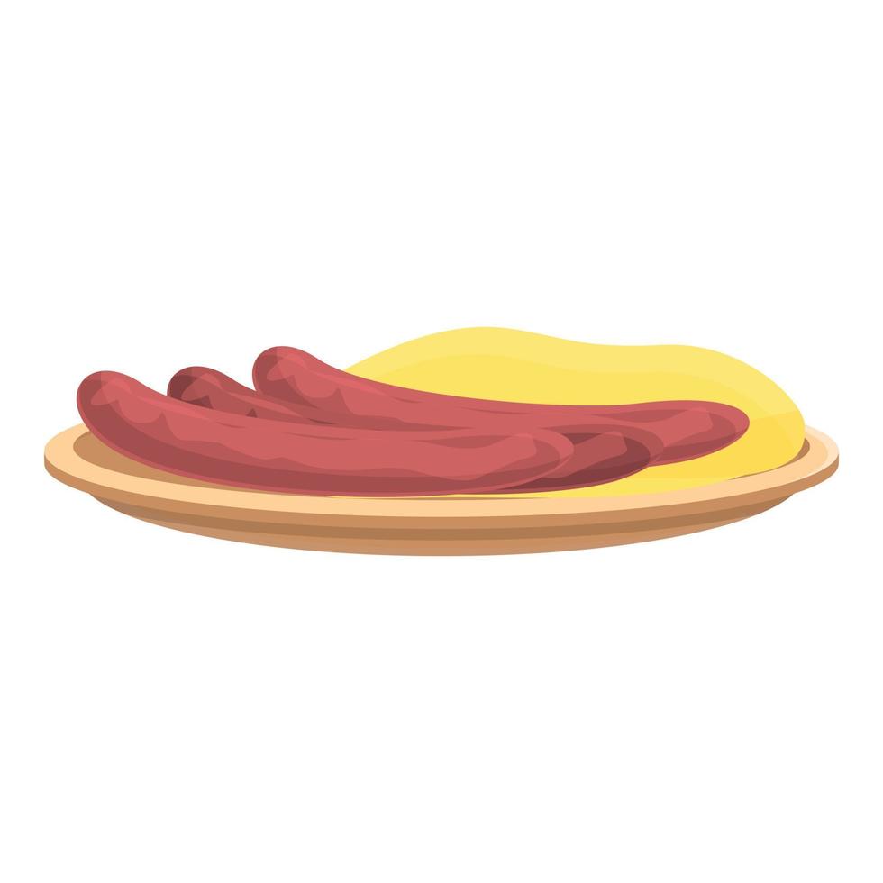 Tedesco salsiccia icona cartone animato vettore. cibo forchetta bratwurst vettore