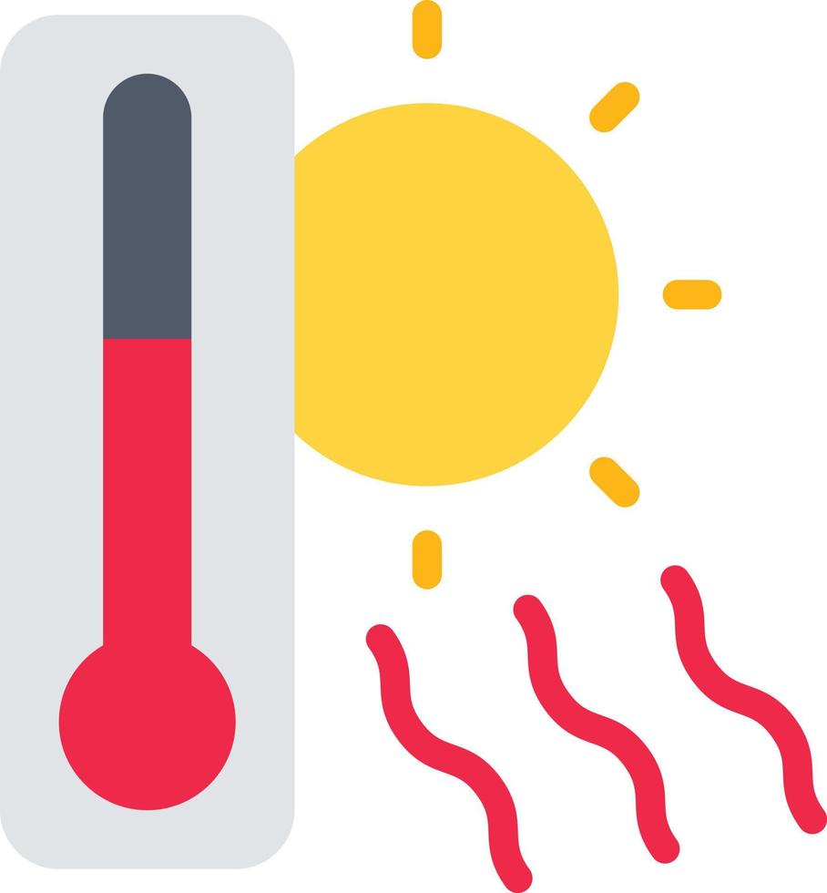 caldo sole raggio calore temperatura - piatto icona vettore