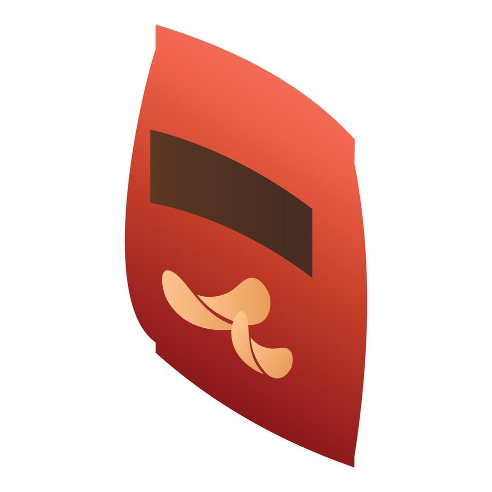 rosso patatine fritte pacchetto icona, isometrico stile vettore