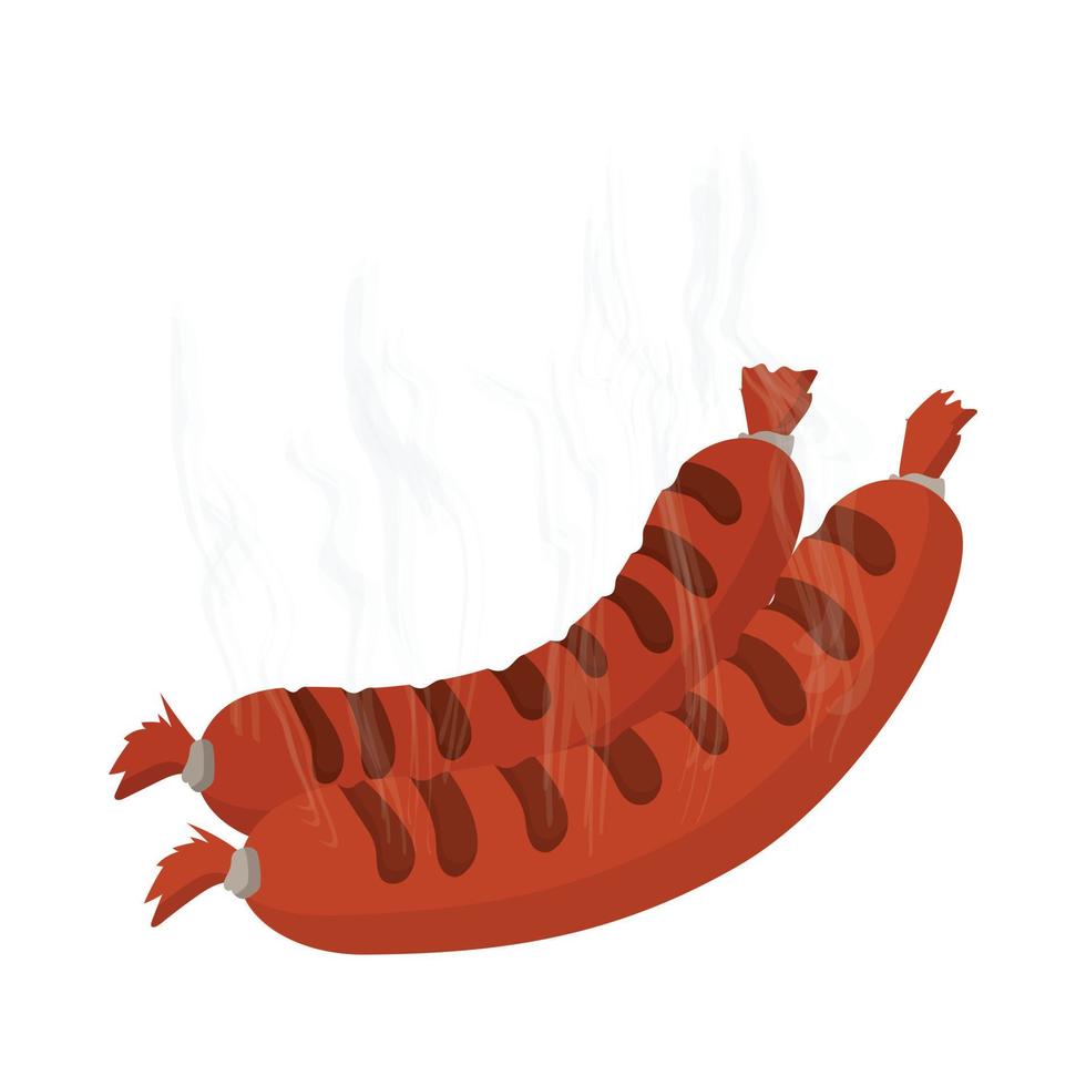 grigliato salsicce cartone animato icona vettore