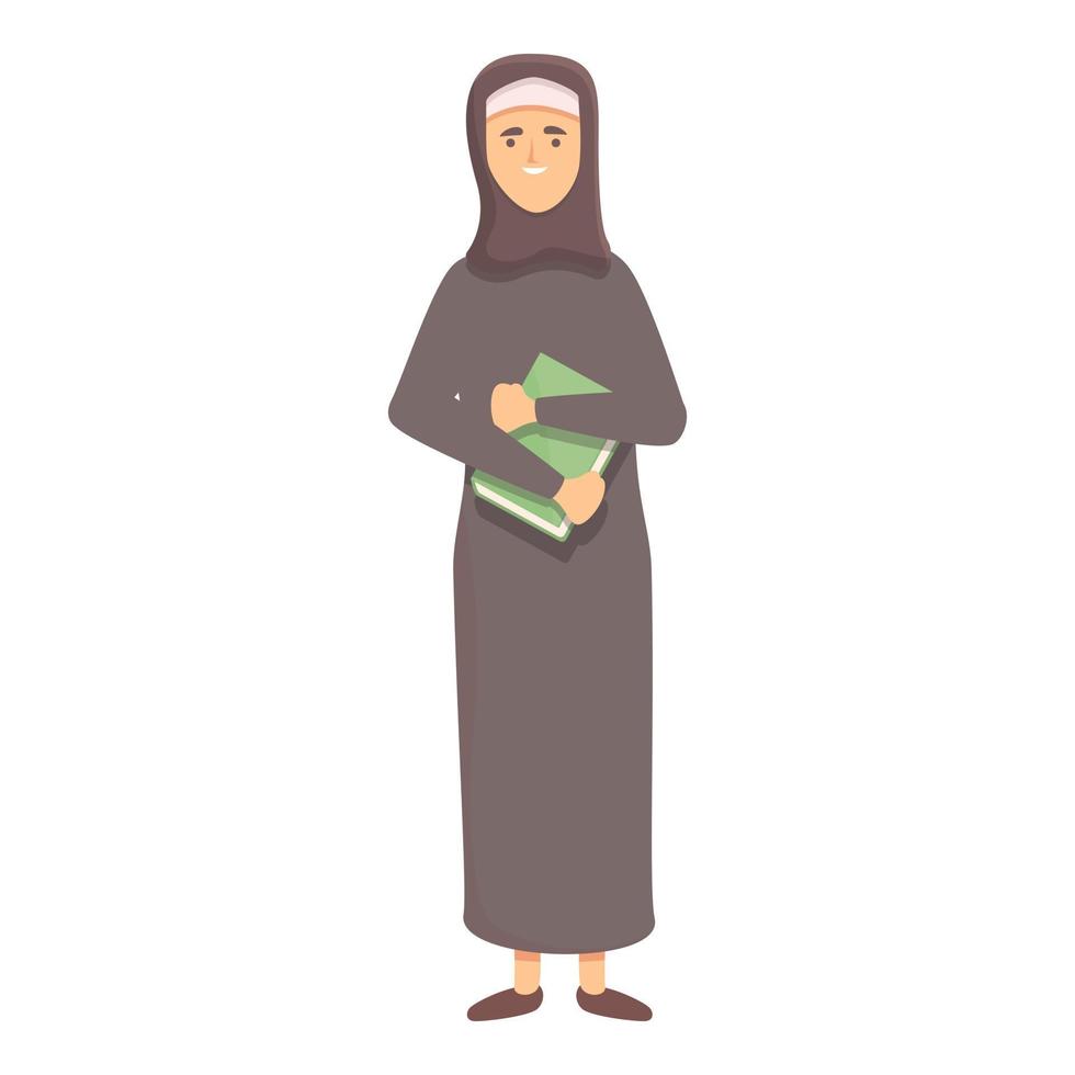 musulmano alunno ragazza icona cartone animato vettore. arabo formazione scolastica vettore