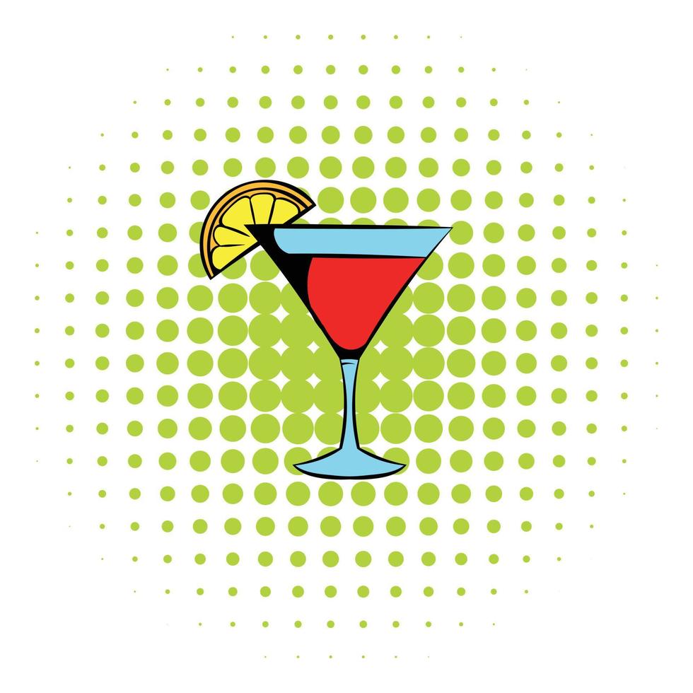 Martini bicchiere con rosso cocktail icona, i fumetti stile vettore