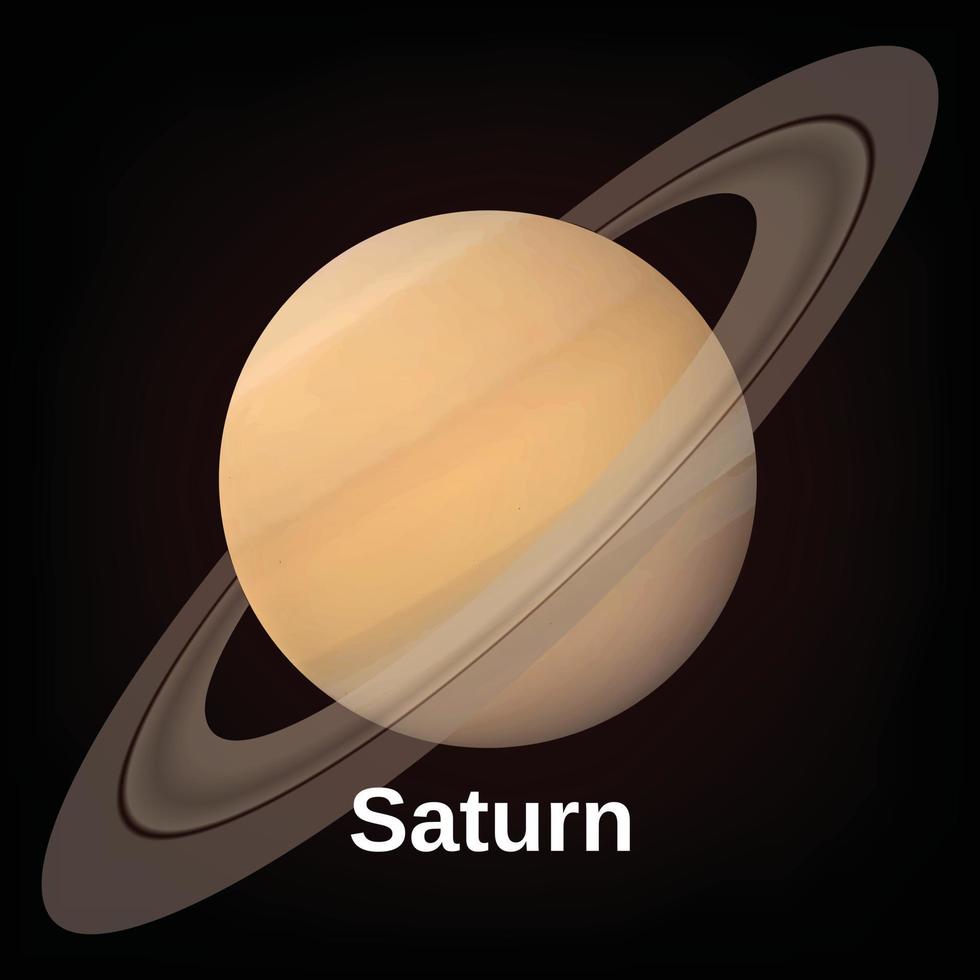 Saturno pianeta icona, realistico stile vettore