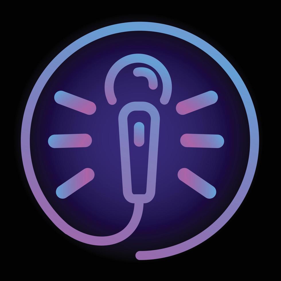 neon microfono icona, cartone animato stile vettore