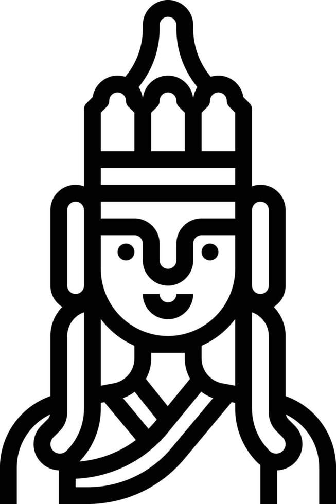 Budda statua monaco religioso Cina - schema icona vettore