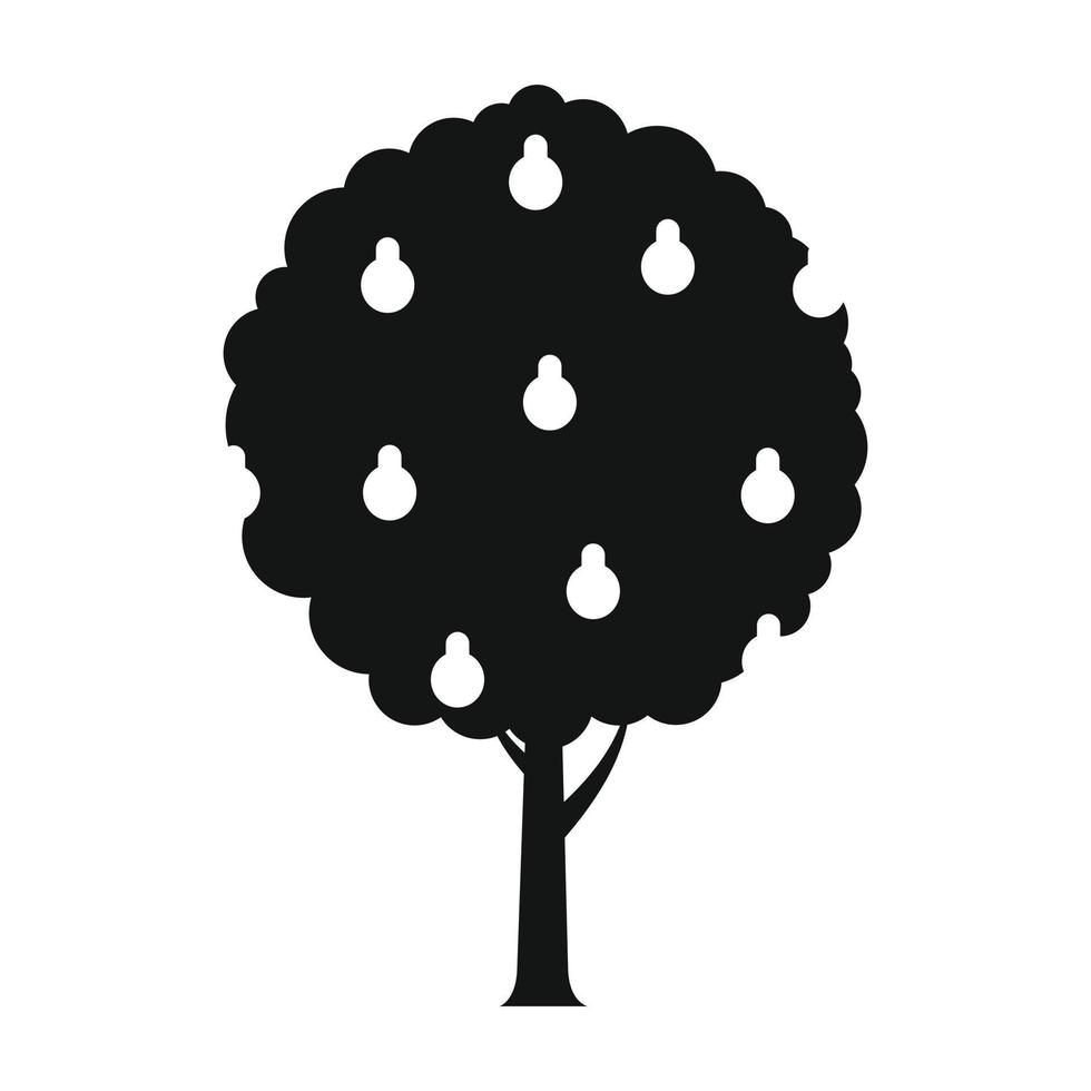 albero con pere nero semplice icona vettore