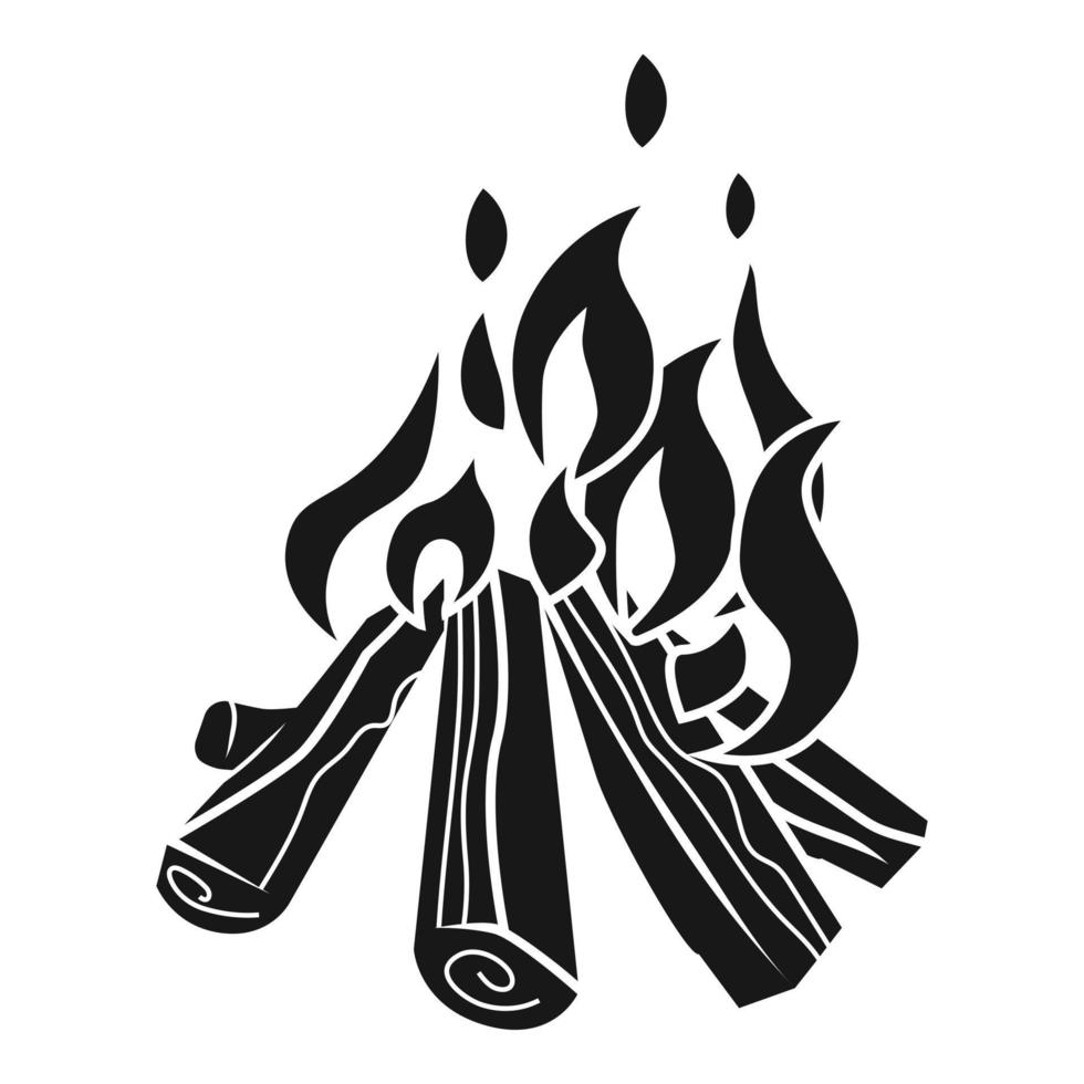 fiamma fuoco di bivacco icona, semplice stile vettore