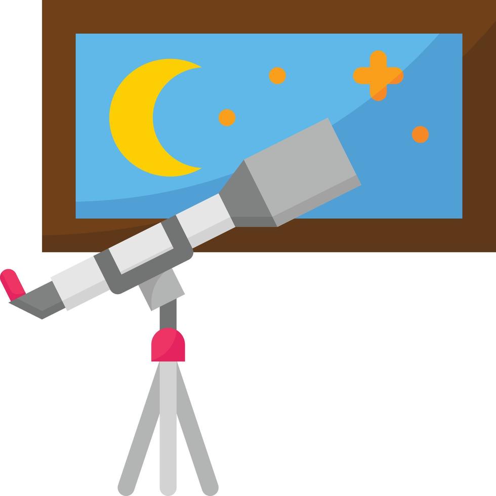 osservatore stella telescopio notte divertimento - piatto icona vettore
