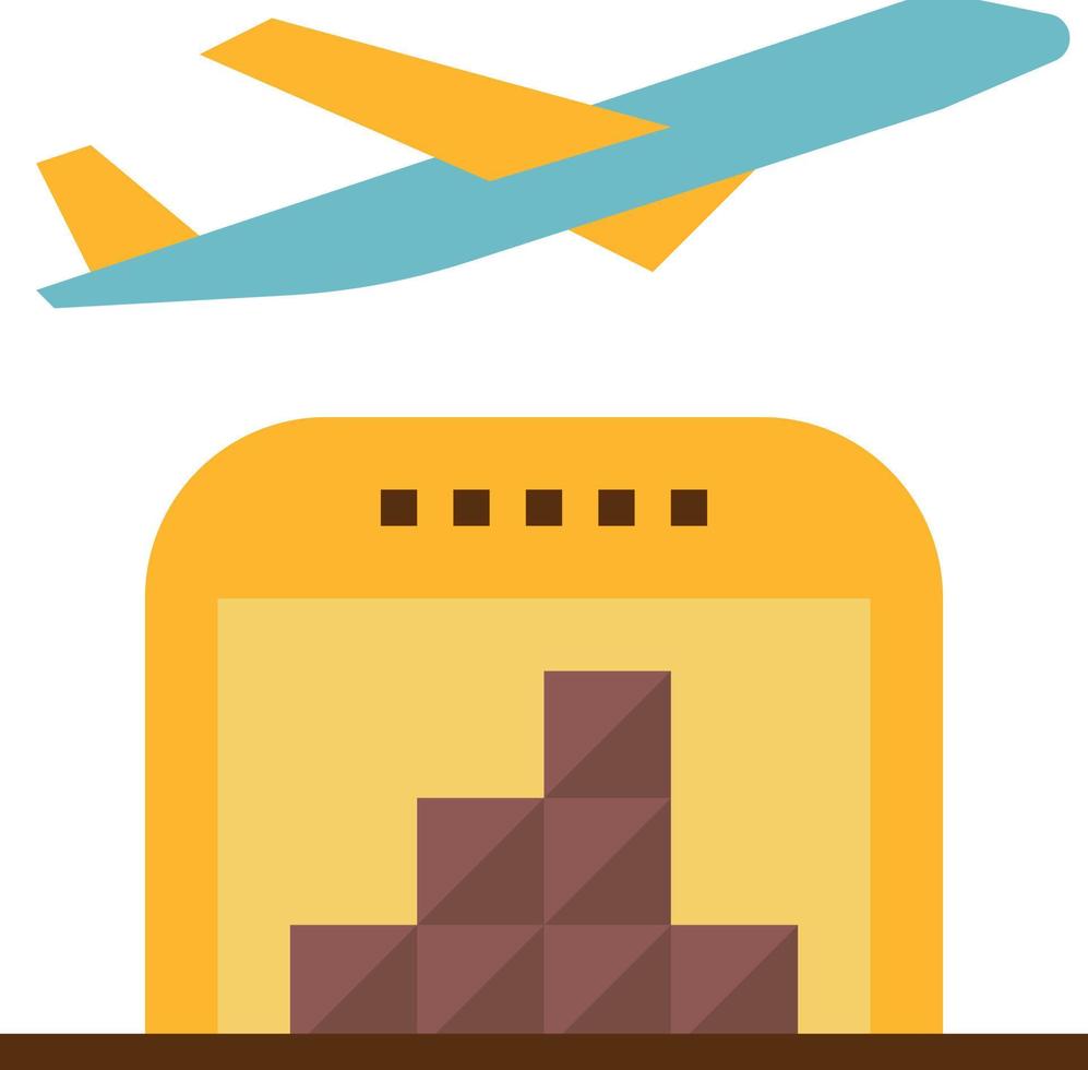 aereo magazzino spedizione trasporto e-commerce - piatto icona vettore