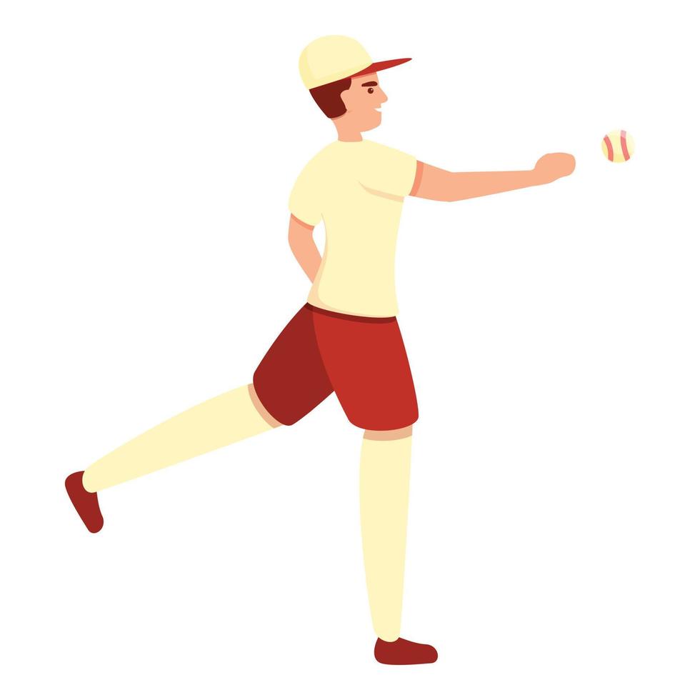 ragazzo baseball giocatore icona, cartone animato stile vettore